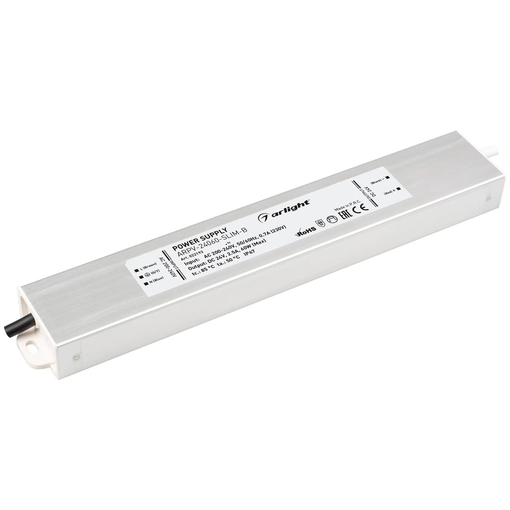 Блок питания ARPV-24060-SLIM-B (24V, 2.5A, 60W) (Arlight, IP67 Металл, 3 года) 022193 - Viokon.com