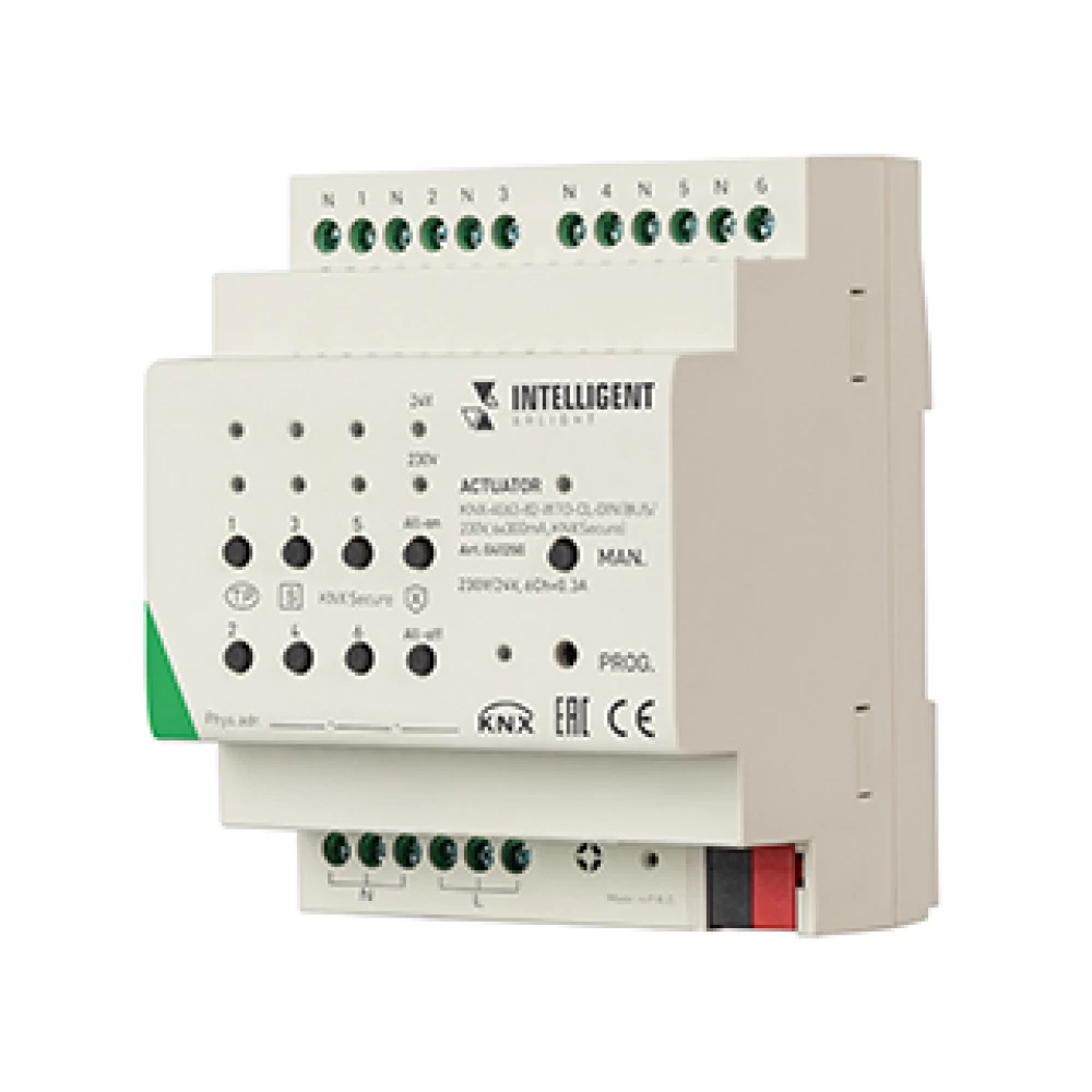 INTELLIGENT ARLIGHT Актуатор KNX-4063-82-WTO-CL-DIN (BUS/230V, 6x300mA, KNX Secure) (IARL, IP20 Пластик, 2 года) 041250 - Viokon.com