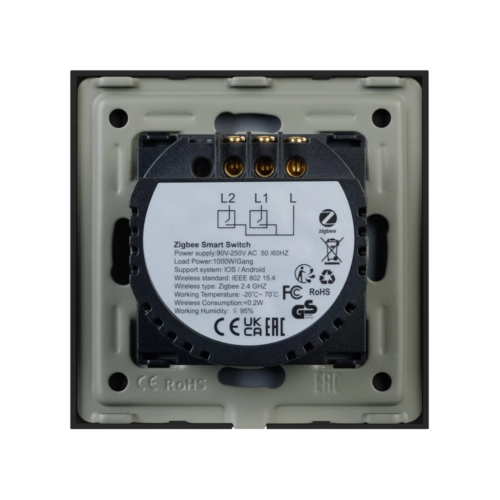 Выключатель сенсорный SWT-OMALI-S02-ZB-BK (250V, 10A, Zigbee) (Arlight, Стекло) 050040 - Viokon.com
