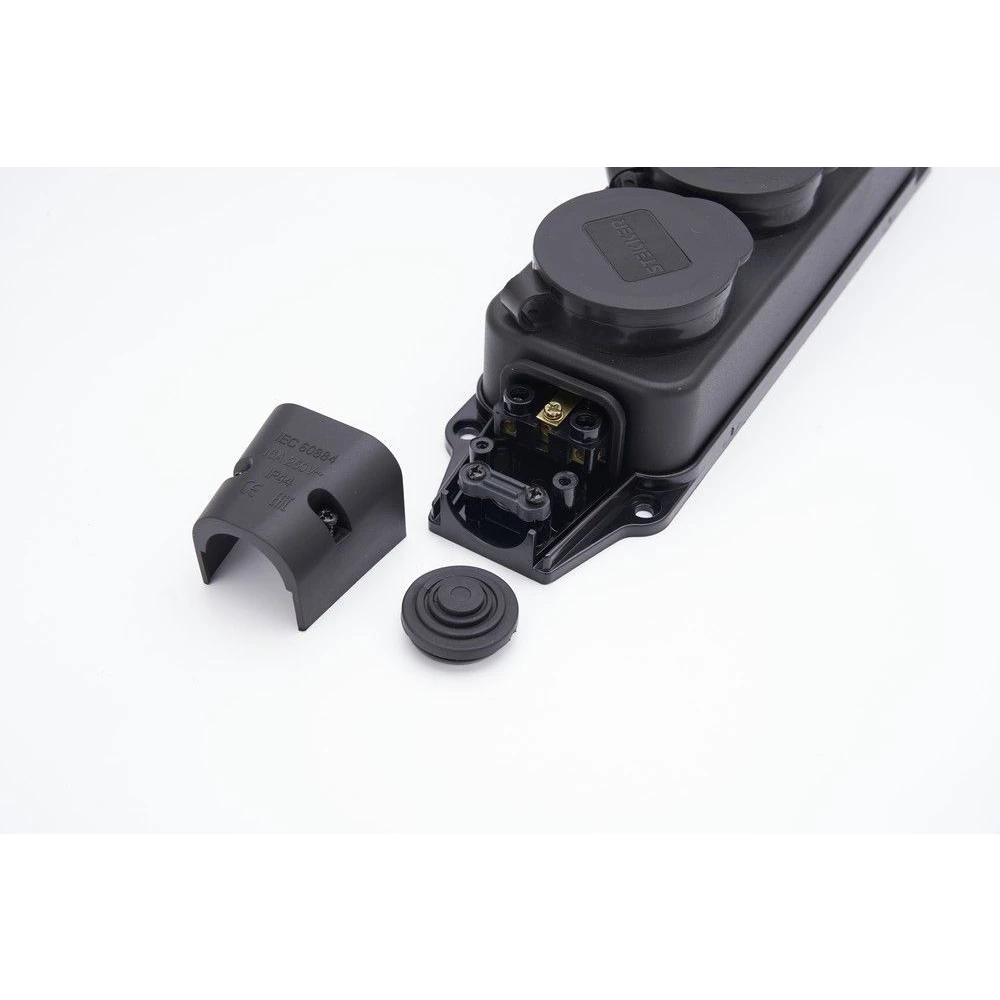 Розетка переносная 4-местная c/з, STEKKER, RST16-24-44, 250В, 16А, IP44, черный (39019) - Viokon.com
