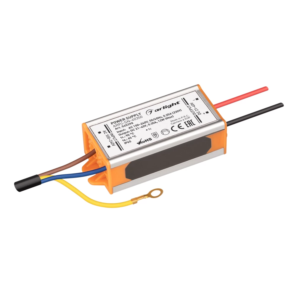 Блок питания ARPJ-SN-40350 (12W, 21-40V, 350mA) (Arlight, IP65 Металл, 3 года) 045398 - Viokon.com