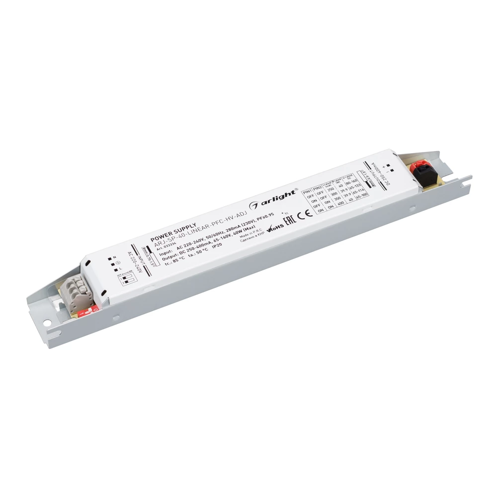 Блок питания ARJ-SP-40-LINEAR-PFC-HV-ADJ (40W, 250-400mA) (Arlight, IP20 Металл, 5 лет) 033334 - Viokon.com