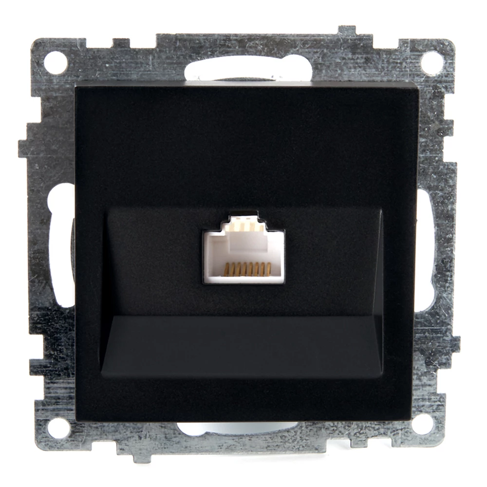 Розетка компьютерная 1-местная RJ-45 (механизм), STEKKER GLS00-7107-05, серия Катрин, черный (39613) - Viokon.com