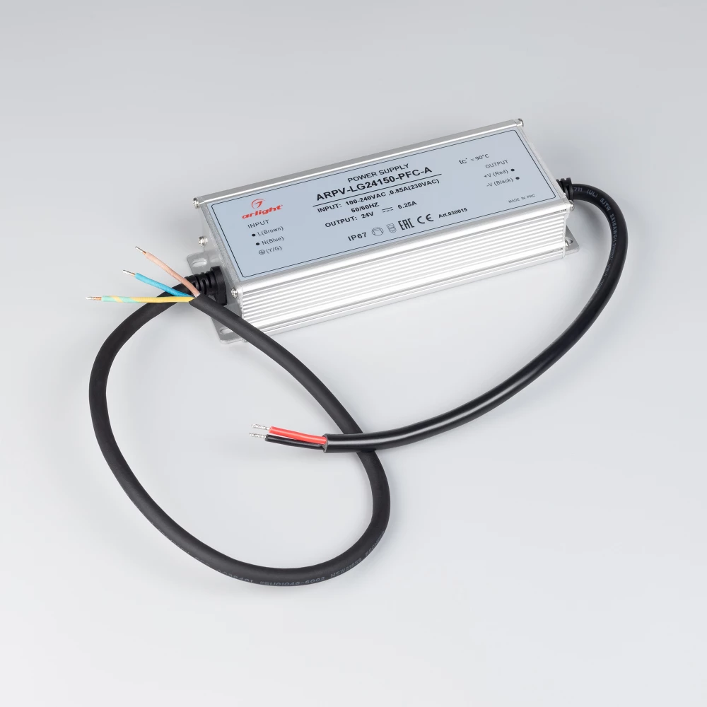 Блок питания ARPV-LG24150-PFC-A (24V, 6.25A, 150W) (Arlight, IP67 Металл, 5 лет) 030015 - Viokon.com