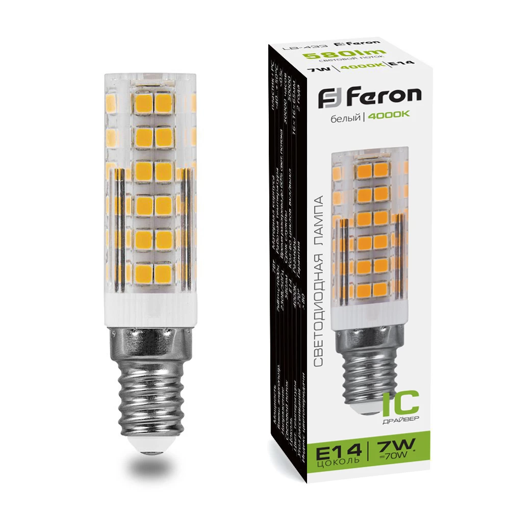 Лампа светодиодная Feron LB-433 E14 7W 175-265V 4000K (25899) - Viokon.com