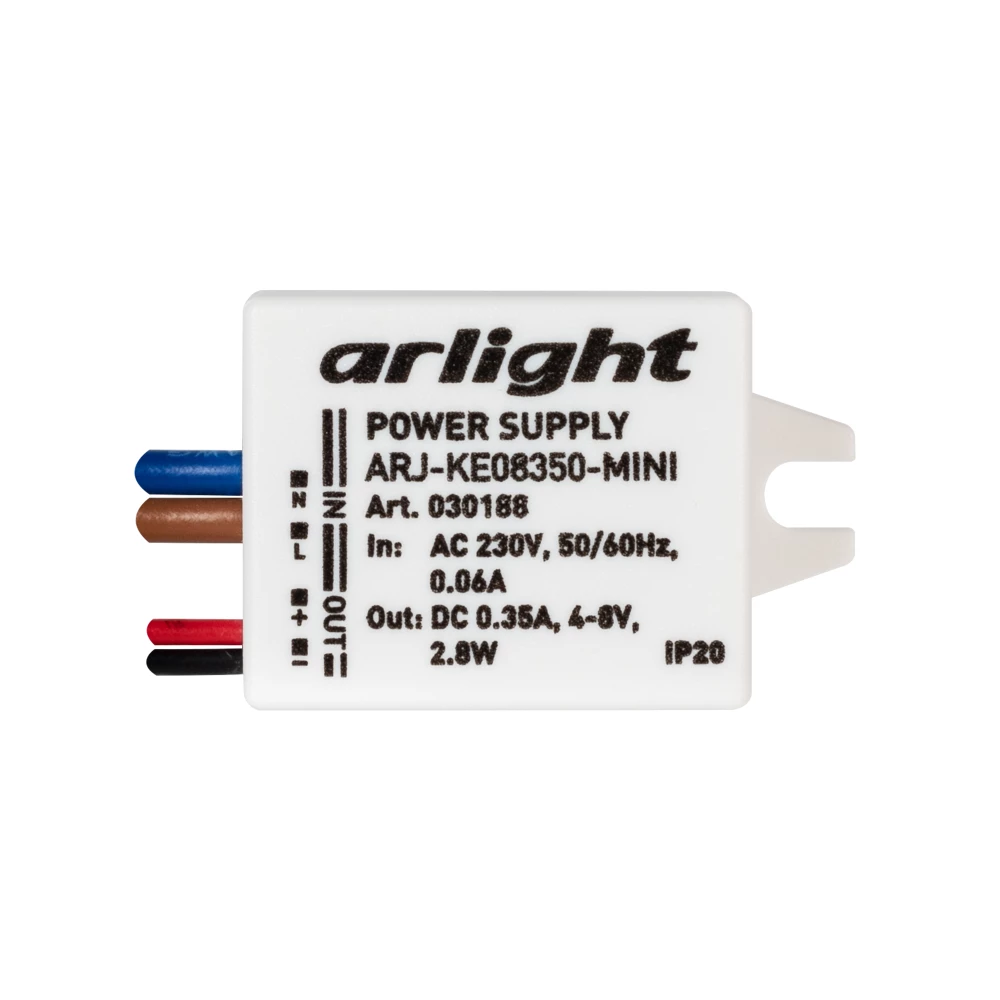 Блок питания ARJ-KE08350-MINI (2.8W, 350mA) (Arlight, IP20 Пластик, 5 лет) 030188 - Viokon.com