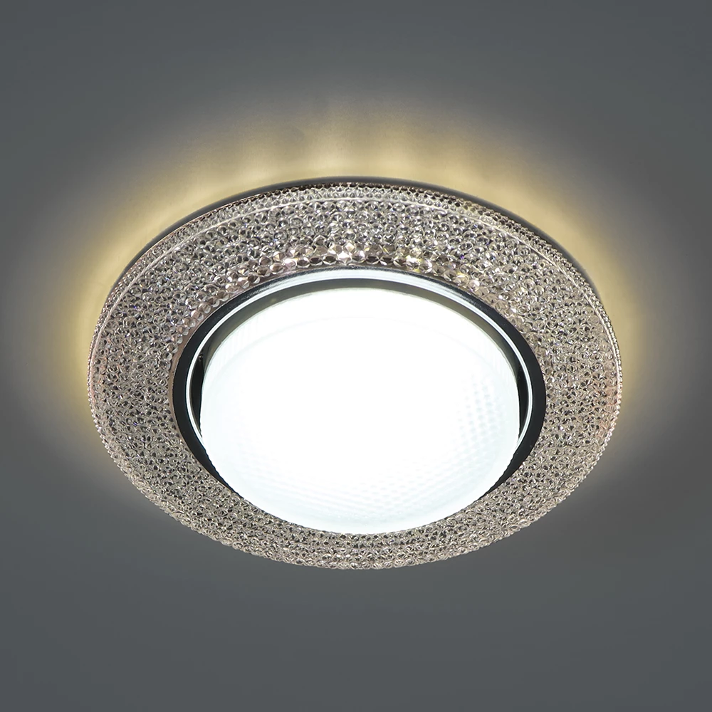 Светильник встраиваемый с белой LED подсветкой Feron CD4046 потолочный GX53 без лампы, прозрачный, хром (41908) - Viokon.com
