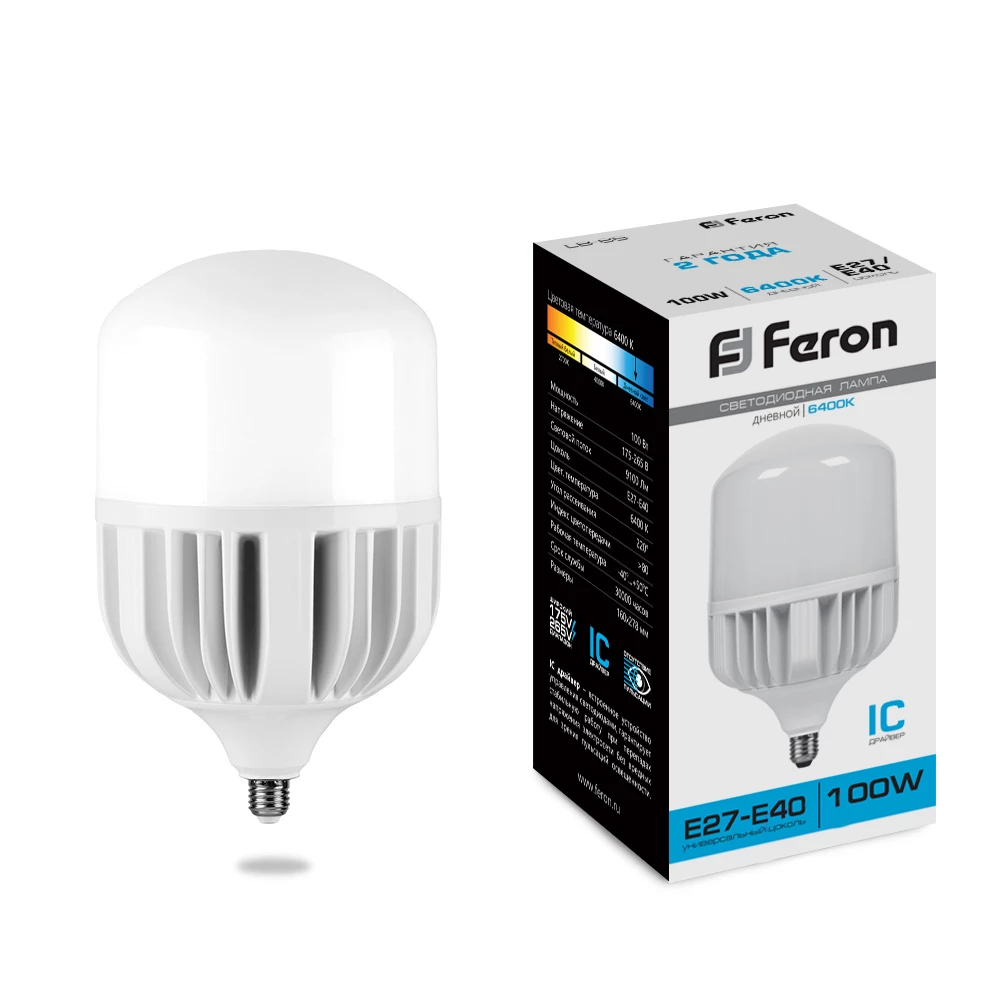 Лампа светодиодная Feron LB-65 E27-E40 100W 175-265V 6400K (25827) - Viokon.com