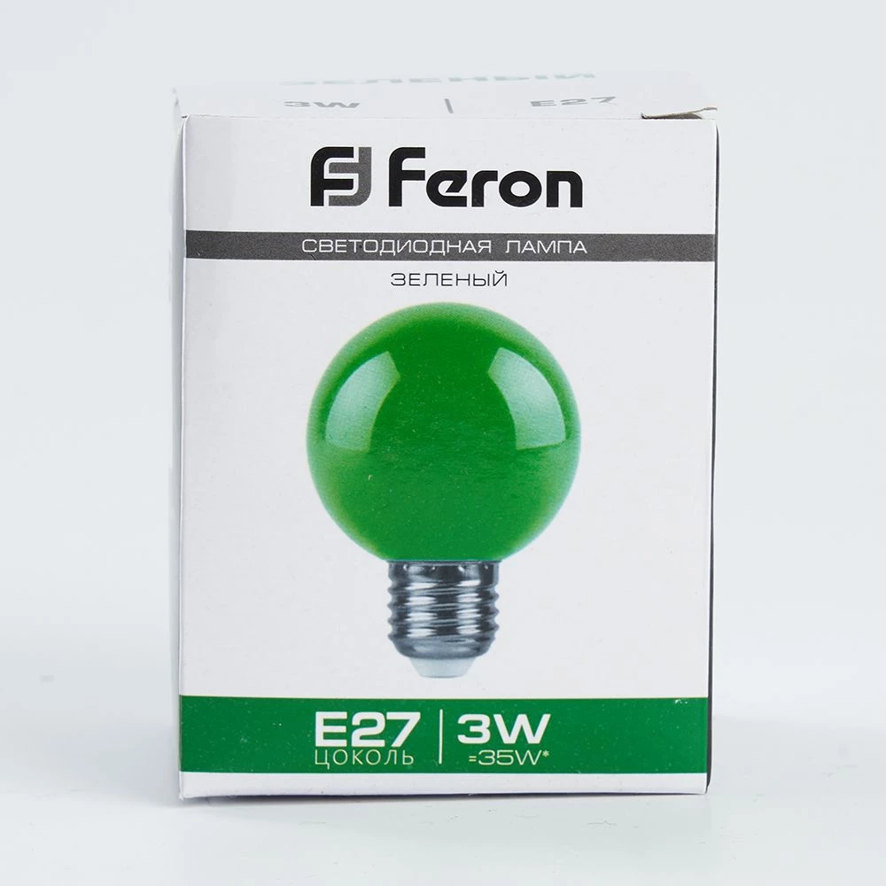Лампа светодиодная Feron LB-371 Шар матовый E27 3W 230V зеленый (25907) - Viokon.com
