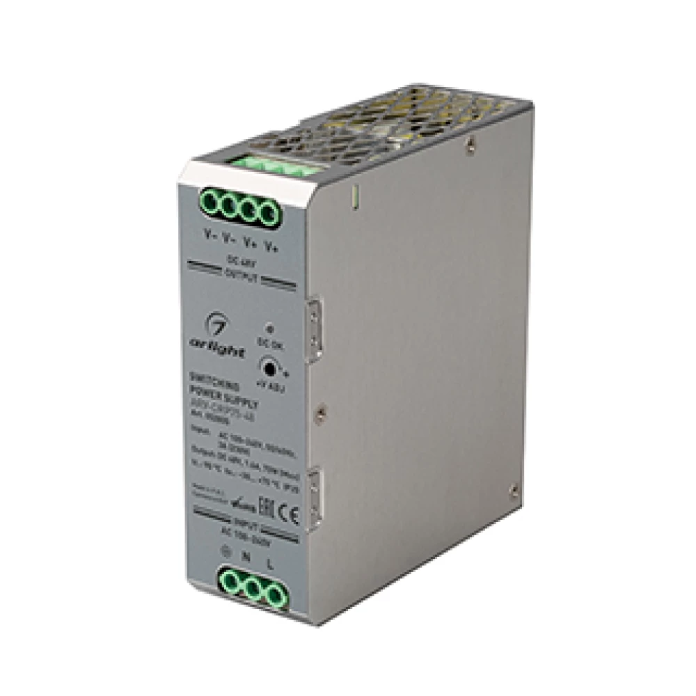 Блок питания ARV-DRP75-48 (48V, 1.6A, 75W) (Arlight, IP20 Металл, 5 лет) 052805 - Viokon.com