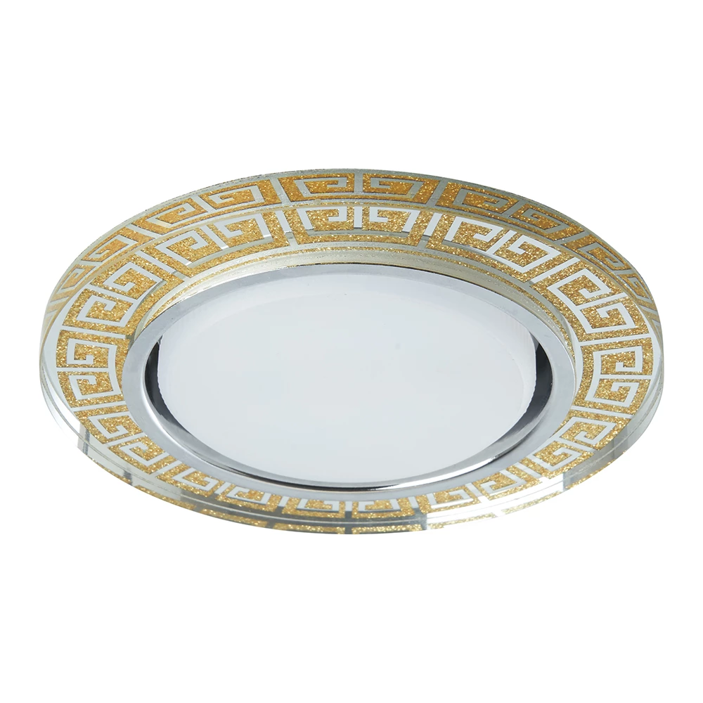 Светильник встраиваемый с белой LED подсветкой Feron CD4981 потолочный GX53 без лампы, прозрачный, золото (41907) - Viokon.com
