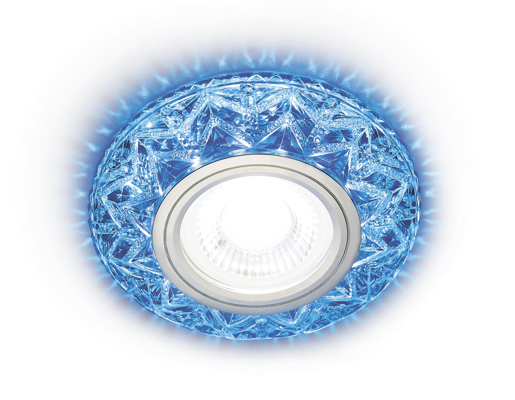 Встраиваемый точечный светильник MR16 с LED подсветкой S299 BL хром/голубой хрусталь/MR16+3W(LED COLD) - Viokon.com