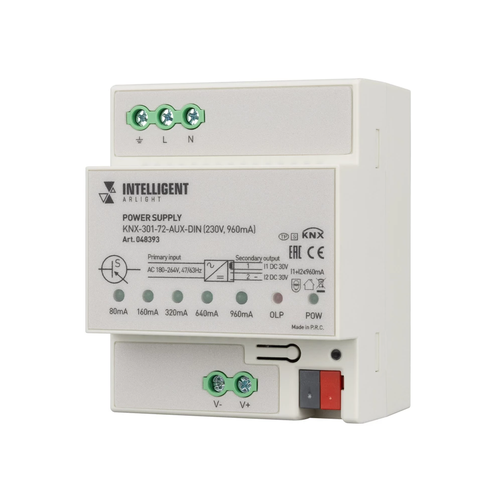 INTELLIGENT ARLIGHT Блок питания шины KNX-301-72-AUX-DIN (230V, 960mA) (IARL, IP20 Пластик, 2 года) 048393 - Viokon.com