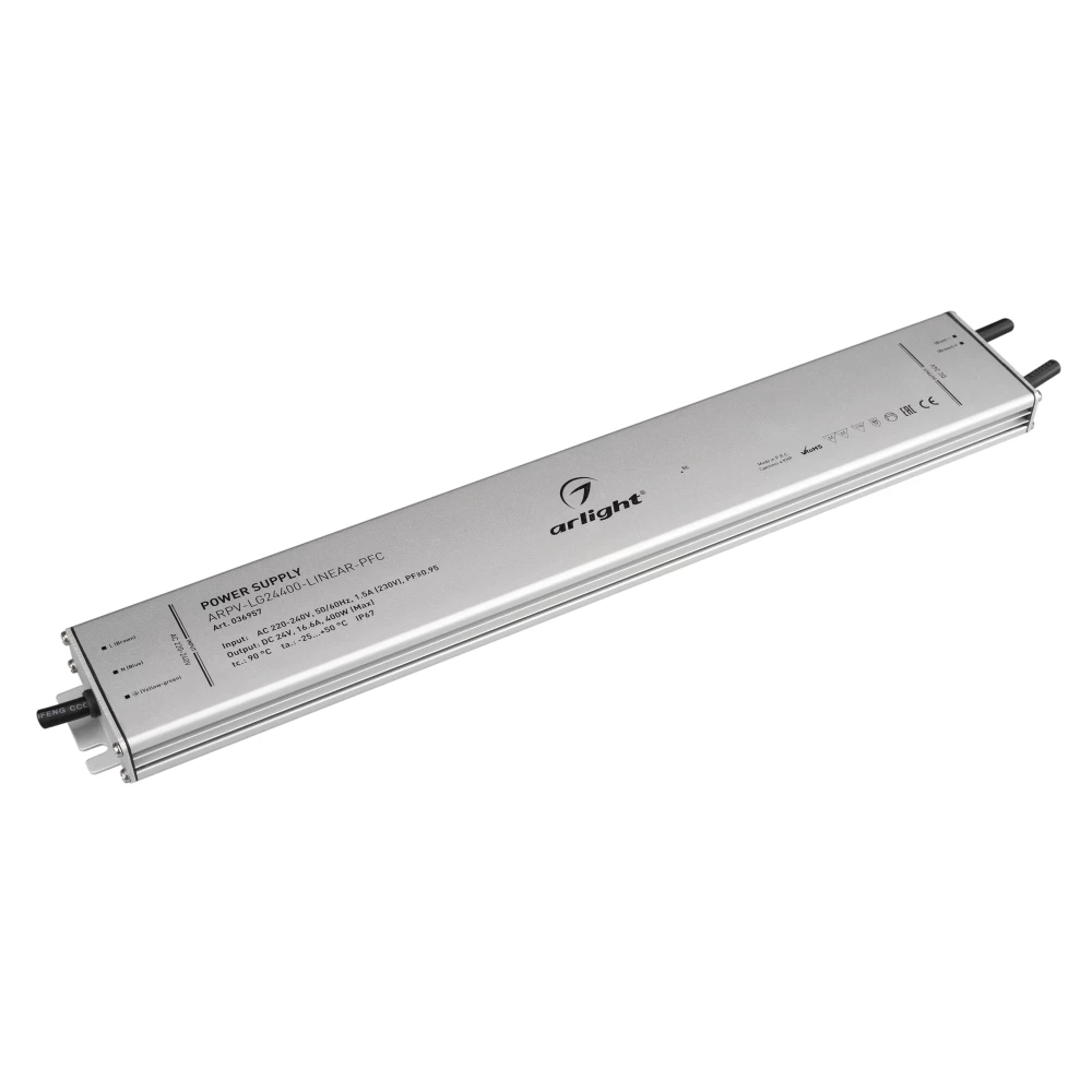 Блок питания ARPV-LG24400-LINEAR-PFC (24V, 16.6A, 400W) (Arlight, IP67 Металл, 5 лет) 036957 - Viokon.com