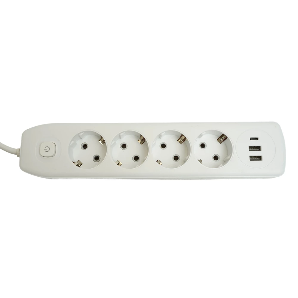 Удлинитель 4-местный c/з 3x1 мм2, 3 м, 250В, 10А, 2USB+1Type-C 2,4А, серия Home plus, белый STEKKER HM08-43-02 (49978) - Viokon.com