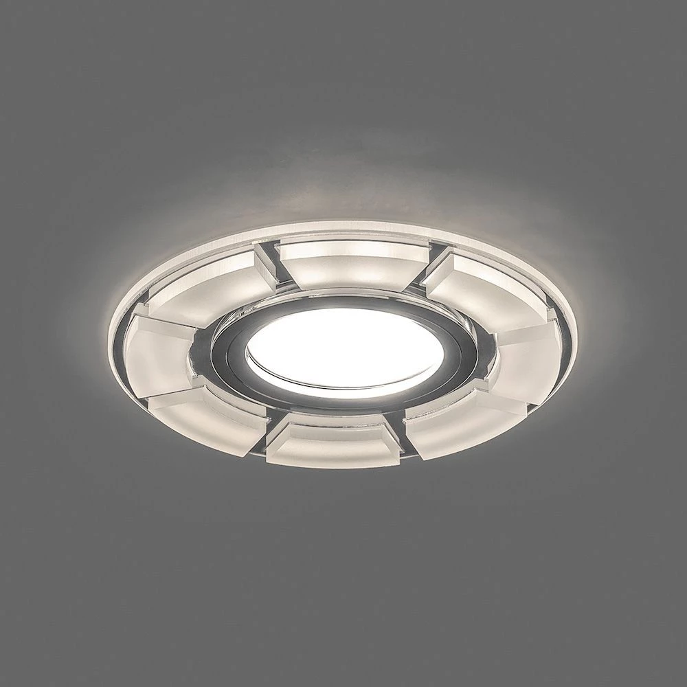 Светильник встраиваемый с LED подсветкой Feron CD993 потолочный MR16 G5.3 белый матовый, хром (40507) - Viokon.com