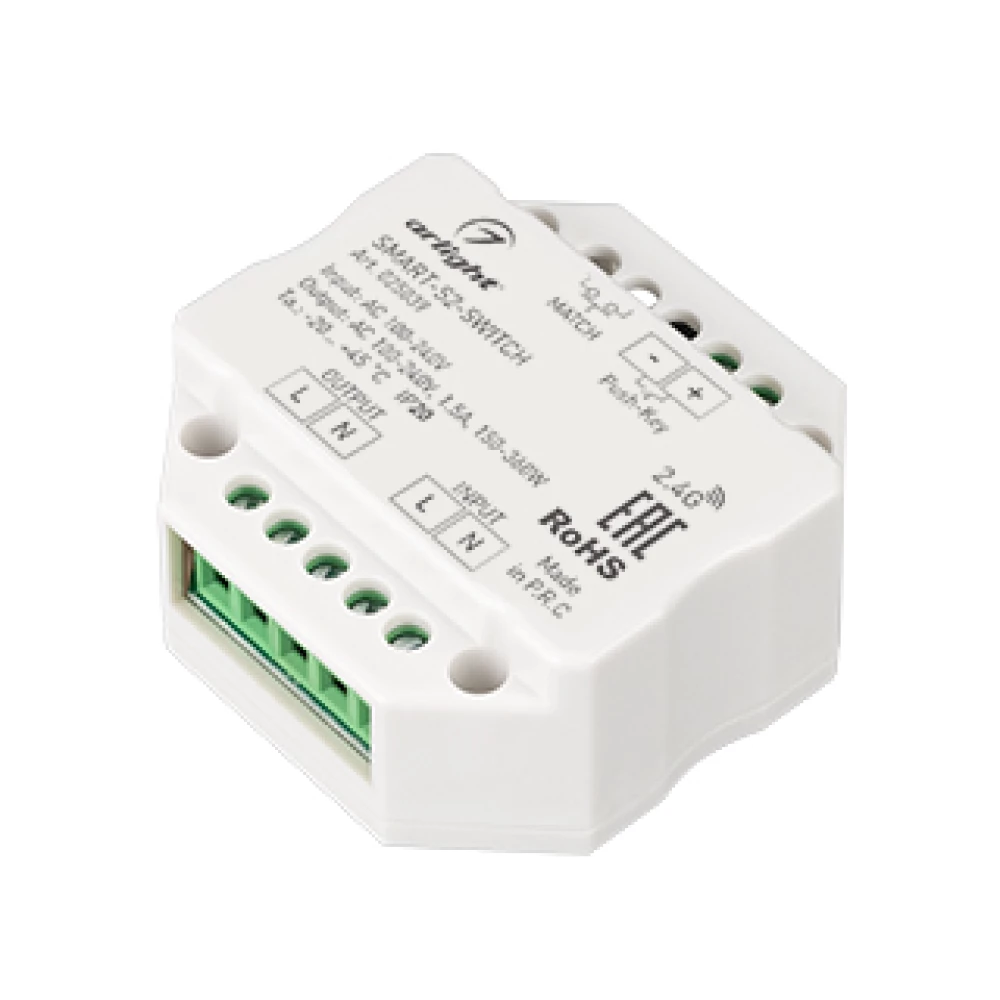 Контроллер-выключатель SMART-S2-SWITCH (230V, 1.5A, 2.4G) (Arlight, IP20 Пластик, 5 лет) 025039 - Viokon.com