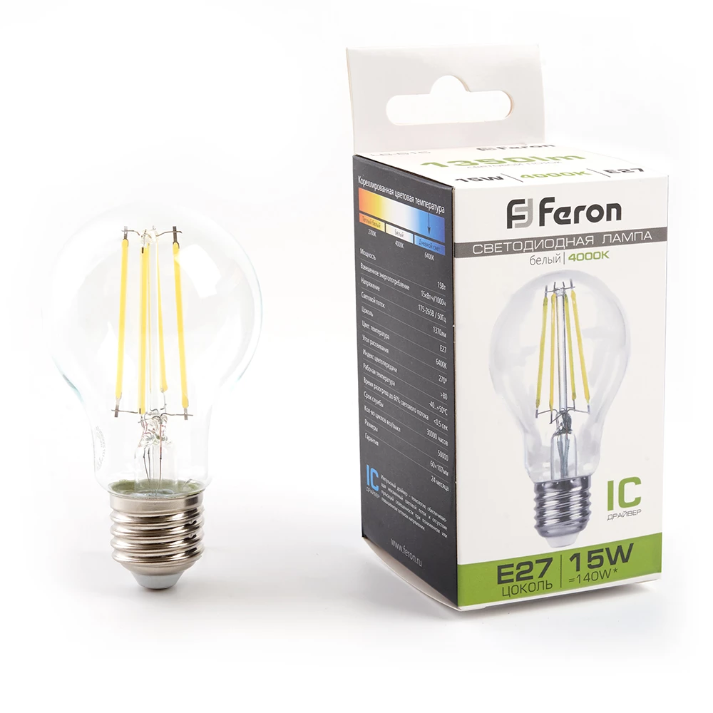 Лампа светодиодная Feron LB-615 Шар E27 15W 175-265V 4000K (38242) - Viokon.com