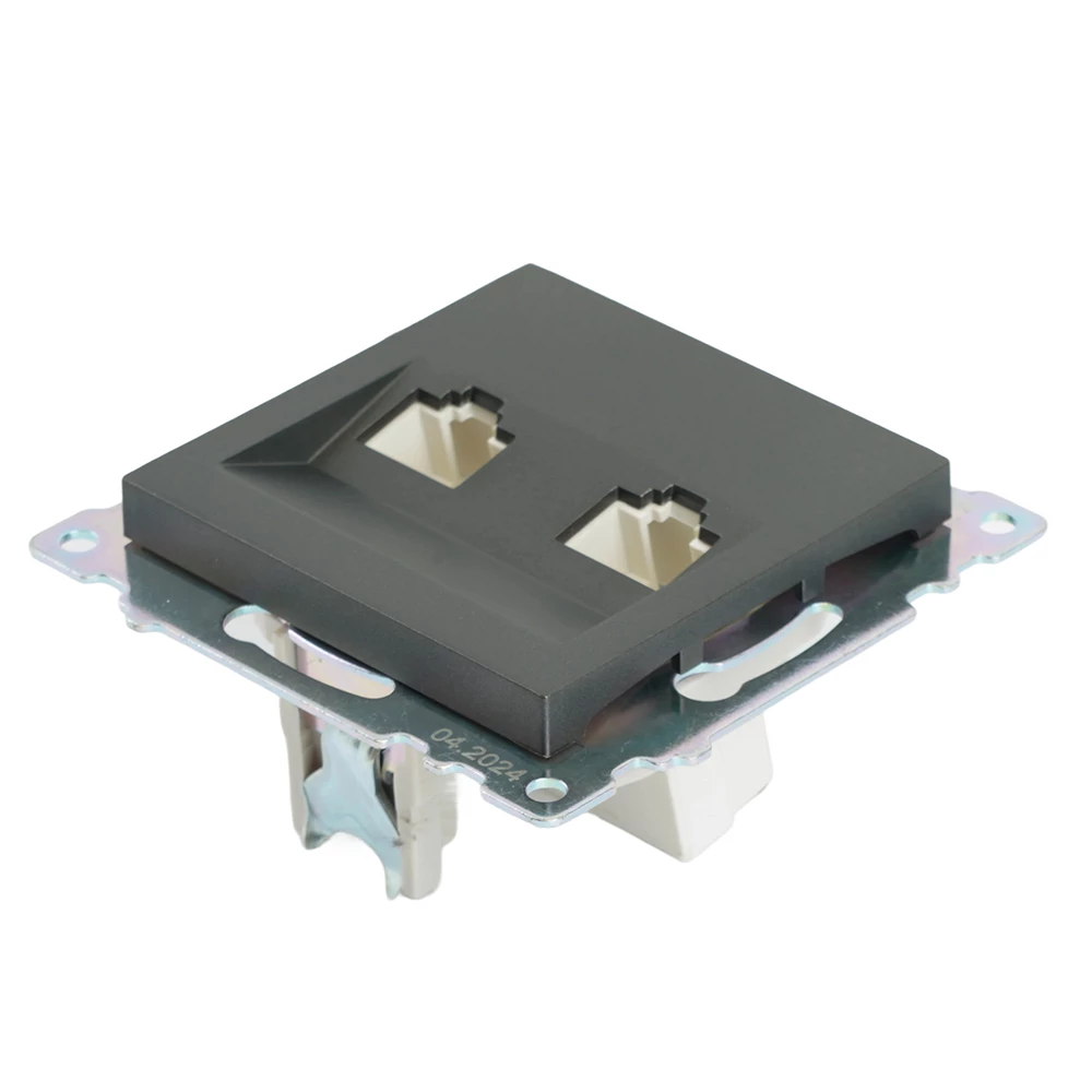 Розетка компьютерная 2-местная RJ-45 (механизм) STEKKER GLS00-7109-06 , серия Катрин, графит (50008) - Viokon.com