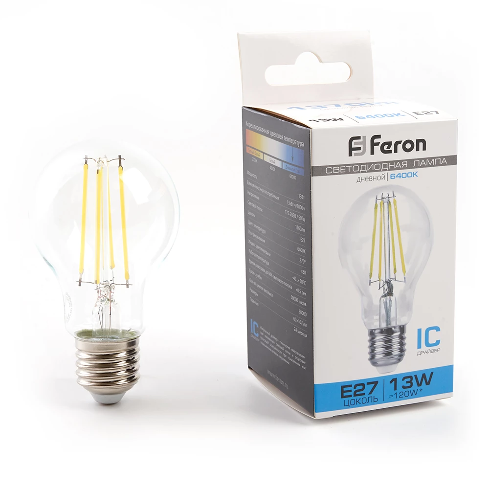 Лампа светодиодная Feron LB-613 Шар E27 13W 175-265V 6400K (48283) - Viokon.com
