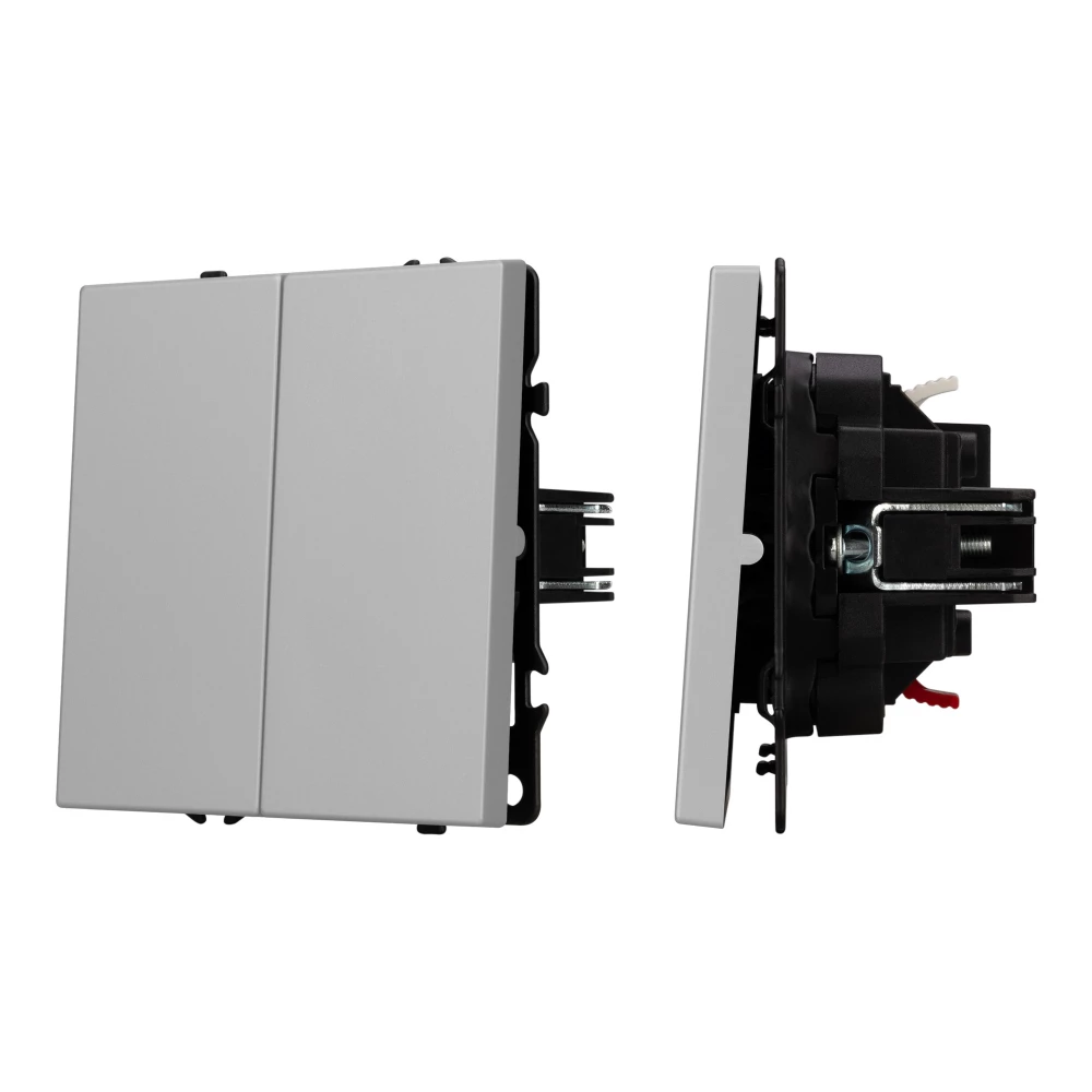 Механизм выключателя двухклавишный непроходной SWT-NOBE-MK02-SFPL-IS (230V, 10A) (Arlight, Никель) 059420 - Viokon.com