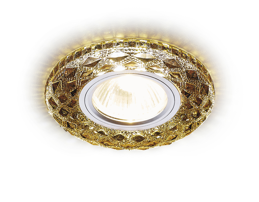 Встраиваемый точечный светильник MR16 с LED подсветкой S288 BK хром/агат/MR16+3W(LED WHITE) - Viokon.com
