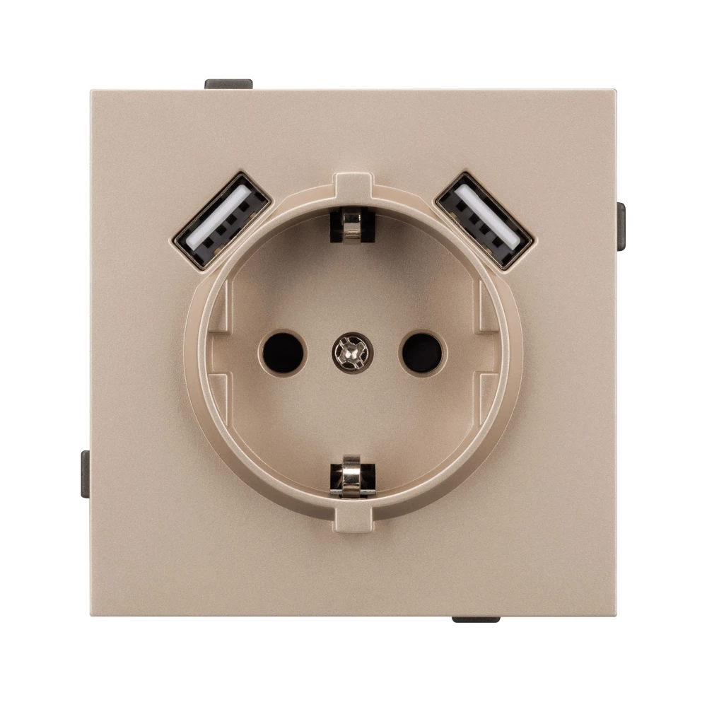 Механизм розетки с USB зарядкой SCT-TENDO-MUAA-PL-GD (230V, 16A) (Arlight, Песочный) 054085 - Viokon.com