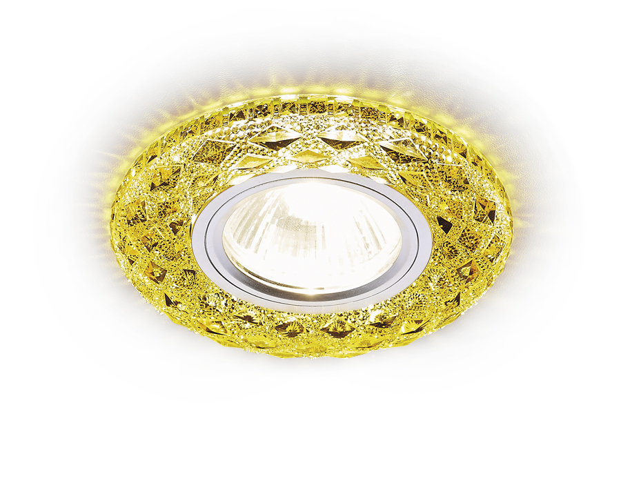 Встраиваемый точечный светильник MR16 с LED подсветкой S288 GD хром/топаз/MR16+3W(LED WHITE) - Viokon.com