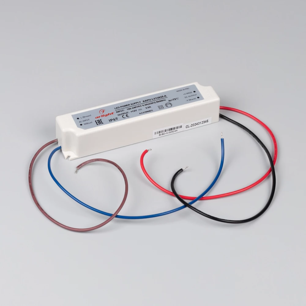 Блок питания ARPV-LV12035-A (12V, 3.0A, 36W) (Arlight, IP67 Пластик, 3 года) 018968(1) - Viokon.com