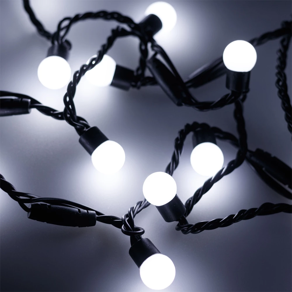 Светодиодная гирлянда ARD-BALL-CLASSIC-D17.5-10000-BLACK-100LED WHITE (230V, 7W) (Ardecoled, IP65) 025583 - Viokon.com