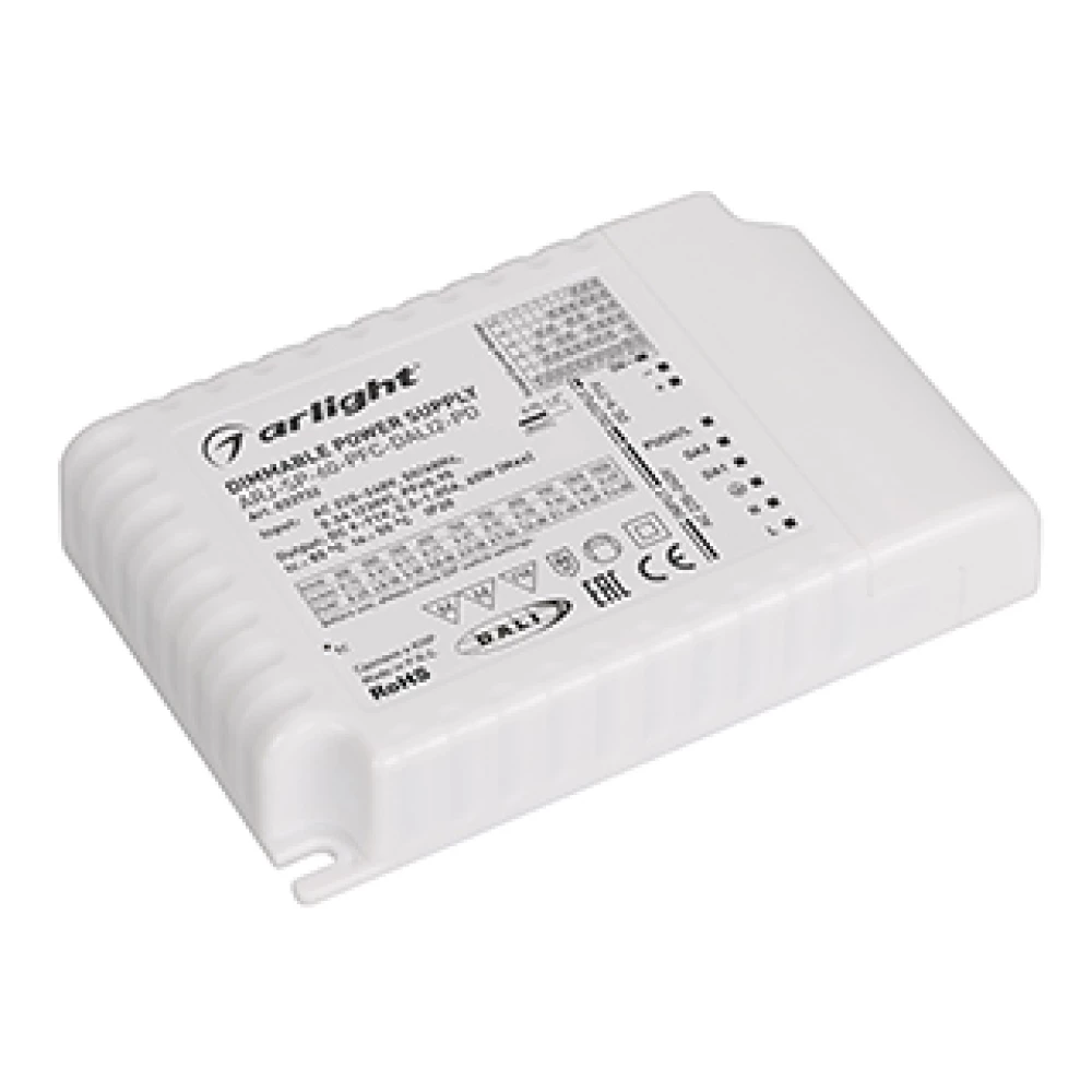 Блок питания ARJ-SP-60-PFC-DALI2-PD (60W, 9-71V, 0.35 -1.05A) (Arlight, IP20 Пластик, 5 лет) 033732 - Viokon.com