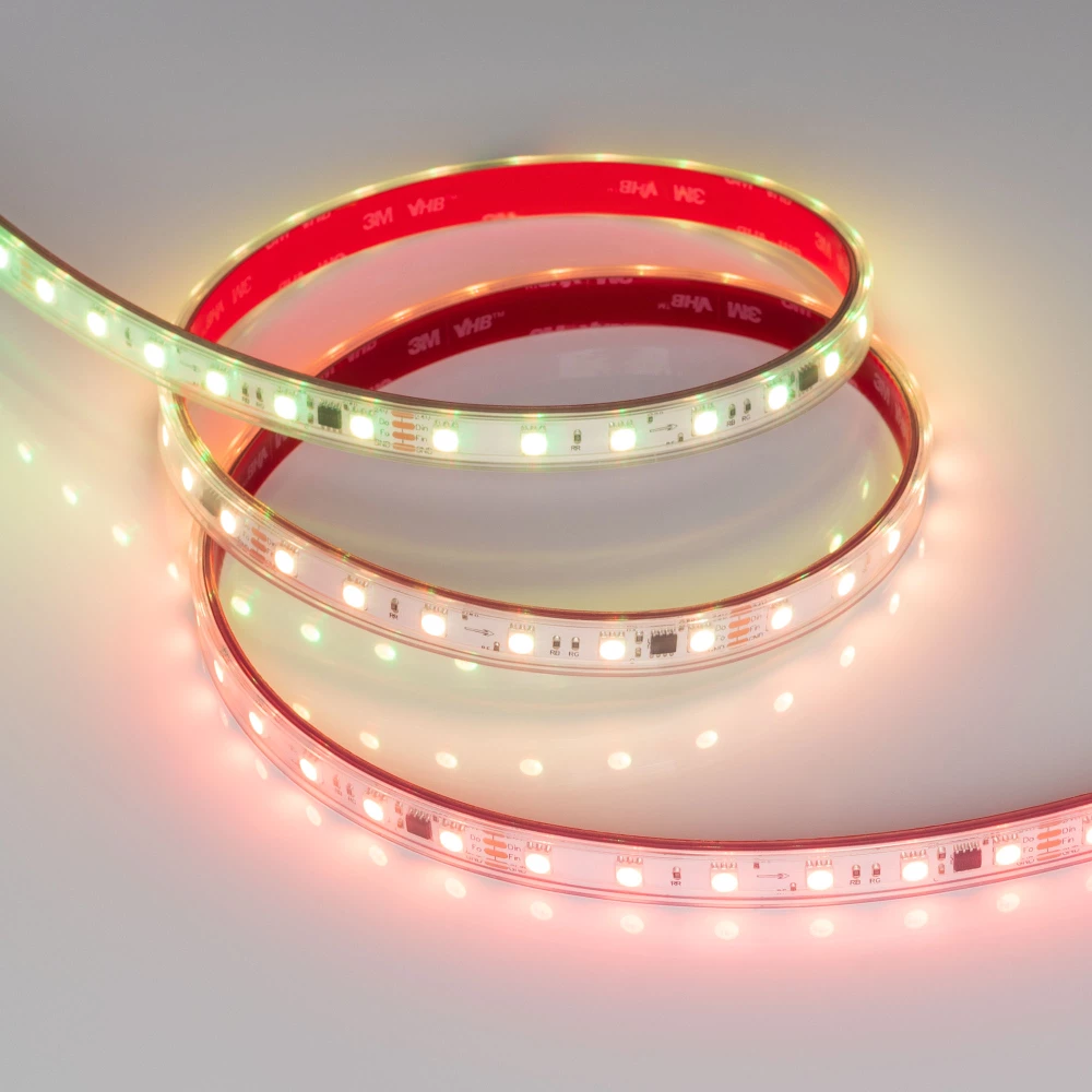 Лента герметичная SPI-PS-B60-12mm 24V RGB-PX6-BPT (12 W/m, IP67, 5060, 5m) (Arlight, бегущий огонь) 039181 - Viokon.com