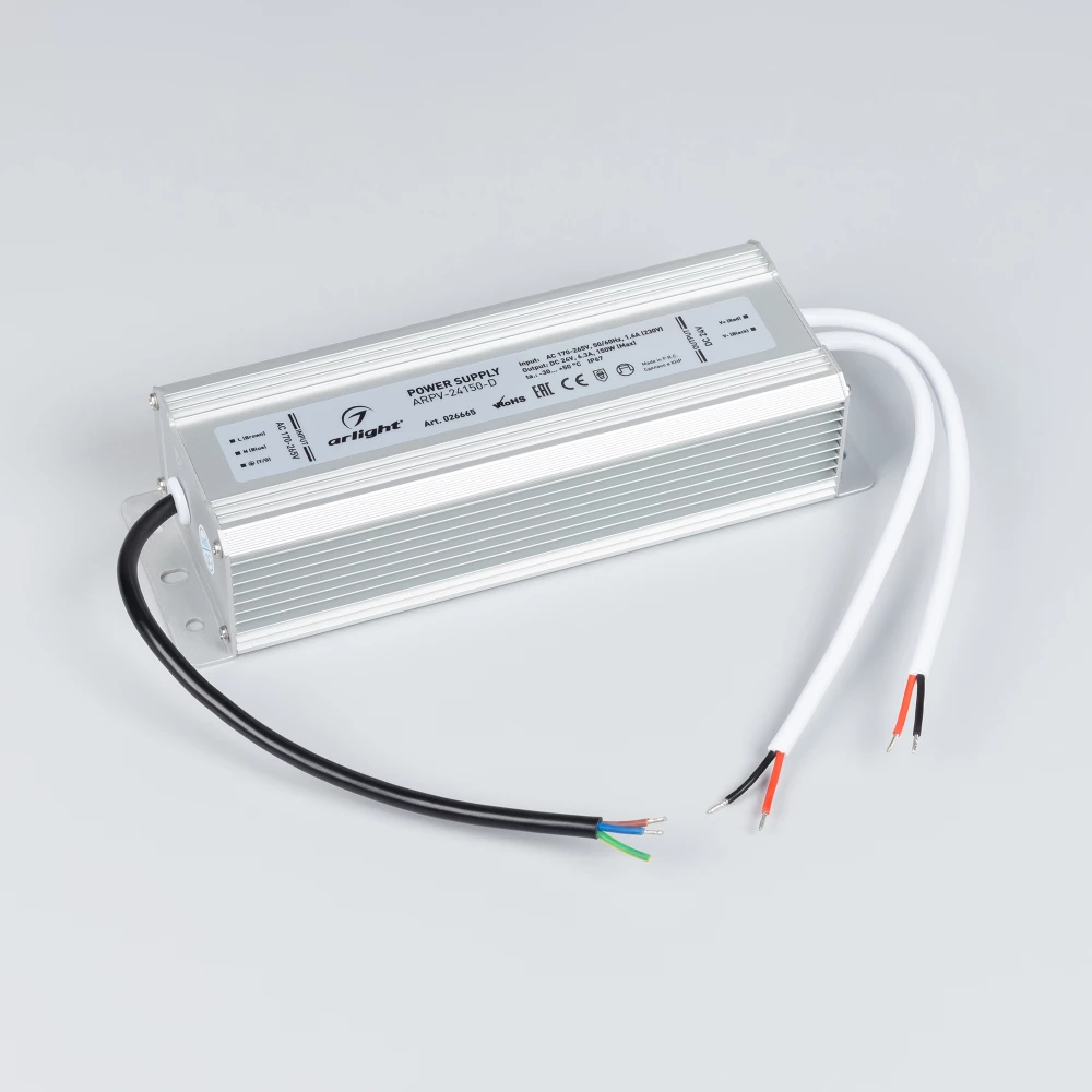 Блок питания ARPV-24150-D (24V, 6.3A, 150W) (Arlight, IP67 Металл, 3 года) 026665 - Viokon.com