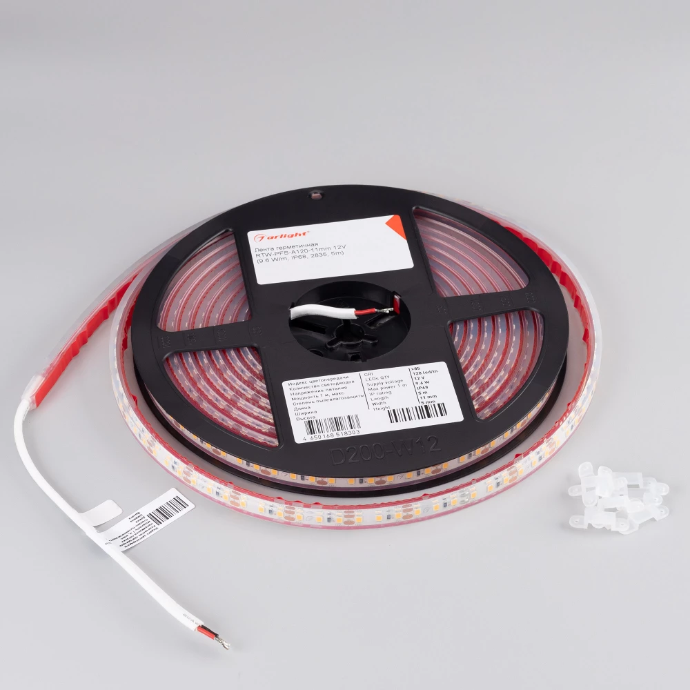 Лента герметичная RTW-PFS-A120-11mm 12V Day4000 (9.6 W/m, IP68, 2835, 5m) (Arlight, -) 034002 - Viokon.com