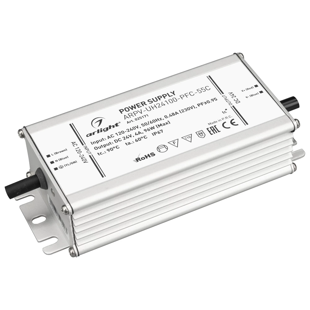 Блок питания ARPV-UH24100-PFC-55C (24V, 4.2A, 100W) (Arlight, IP67 Металл, 5 лет) 025171 - Viokon.com