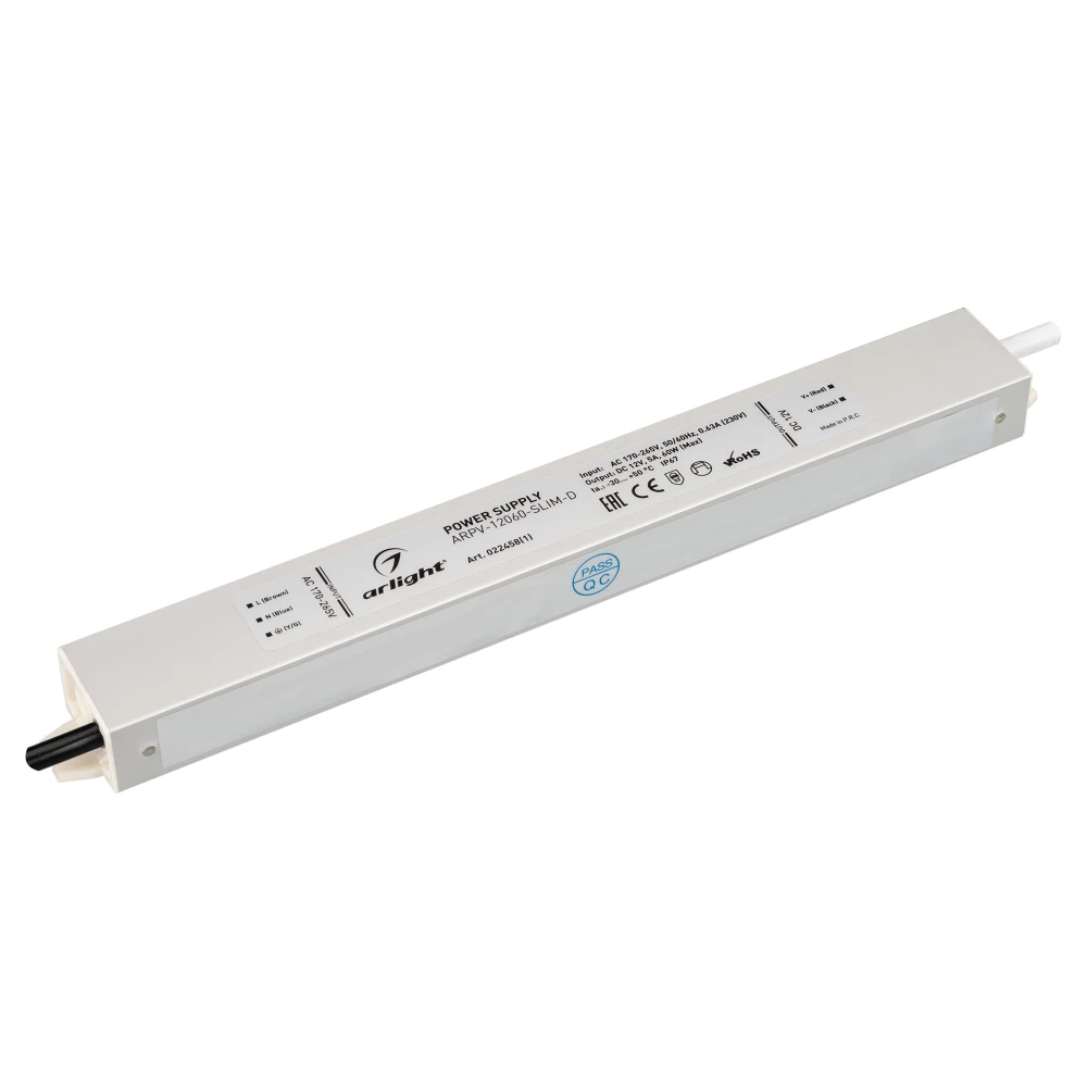 Блок питания ARPV-12060-SLIM-D (12V, 5A, 60W) (Arlight, IP67 Металл, 3 года) 022458(1) - Viokon.com
