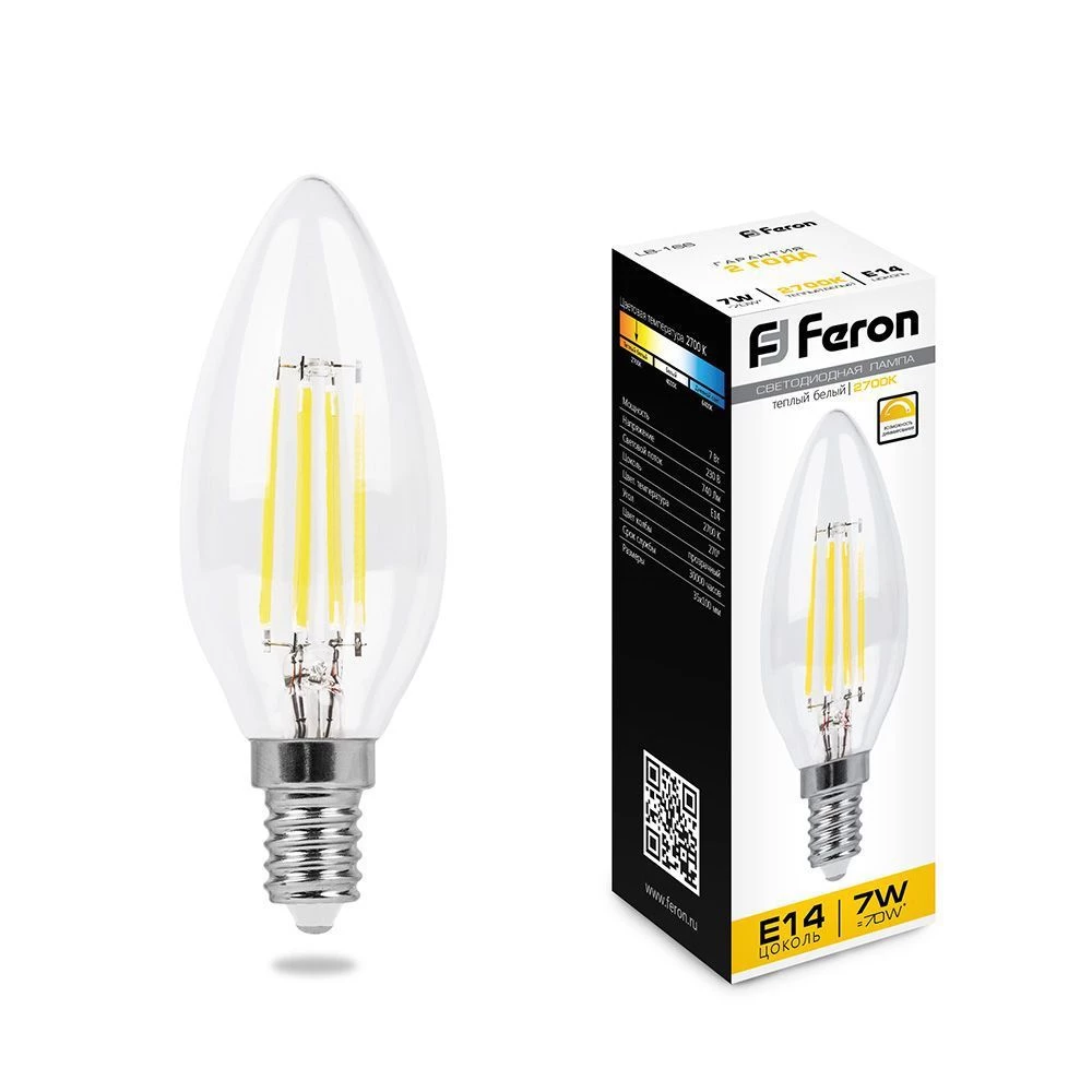 Лампа светодиодная диммируемая Feron LB-166 Свеча E14 7W 230V 2700K (25870) - Viokon.com