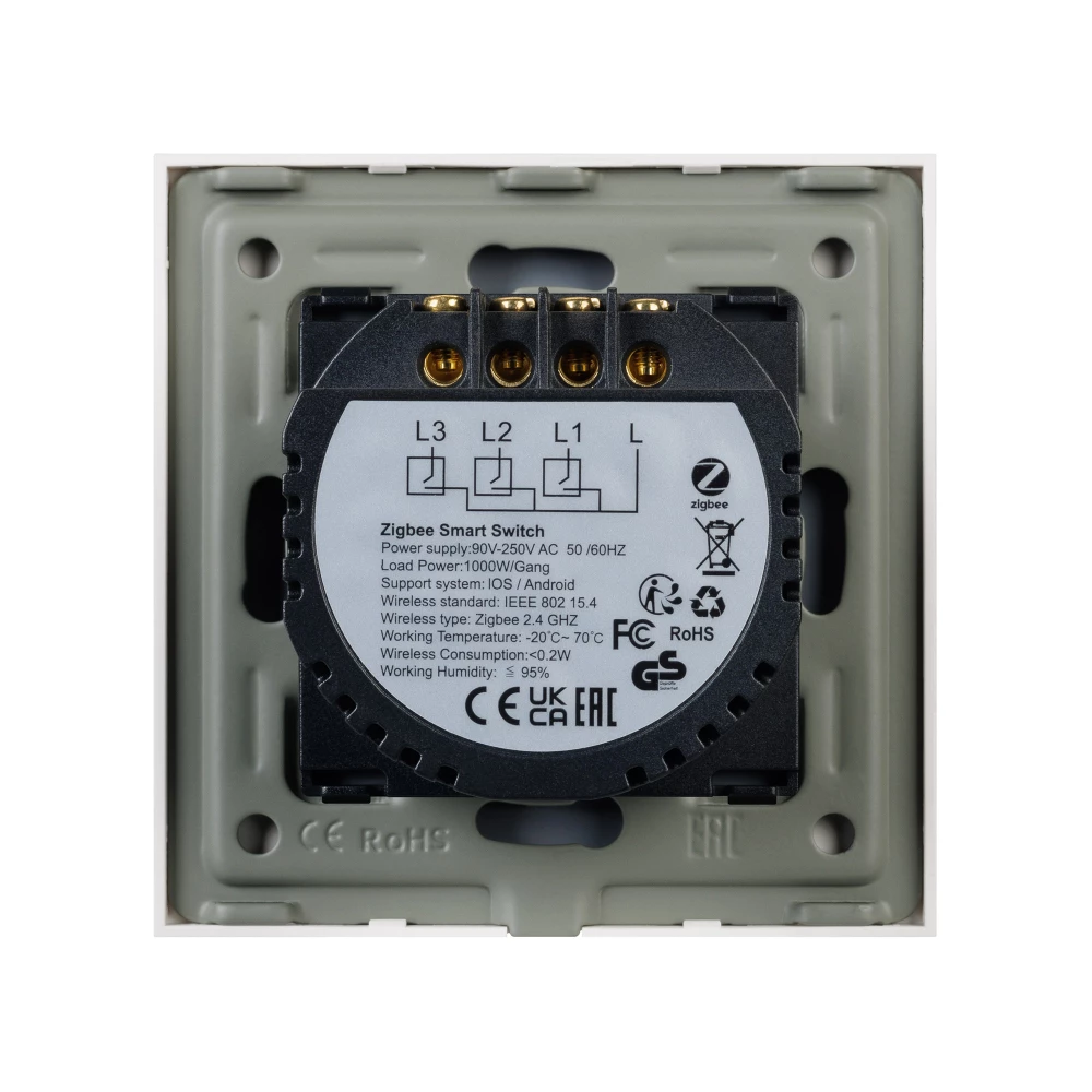 Выключатель сенсорный SWT-OMALI-S03-ZB-WH (250V, 10A, Zigbee) (Arlight, Стекло) 050042 - Viokon.com