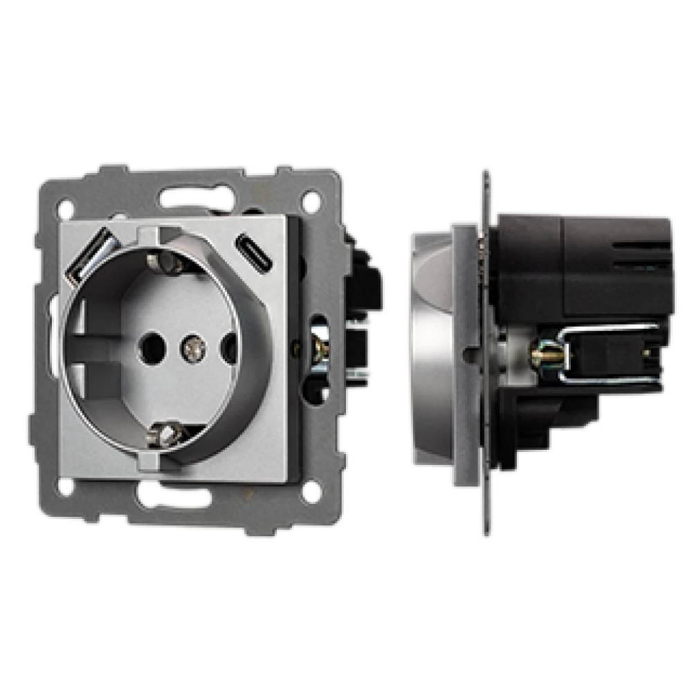 Механизм розетки с USB зарядкой SCT-MUAC-PL-GR-V (250V, 16A) (Arlight, -) 049831 - Viokon.com