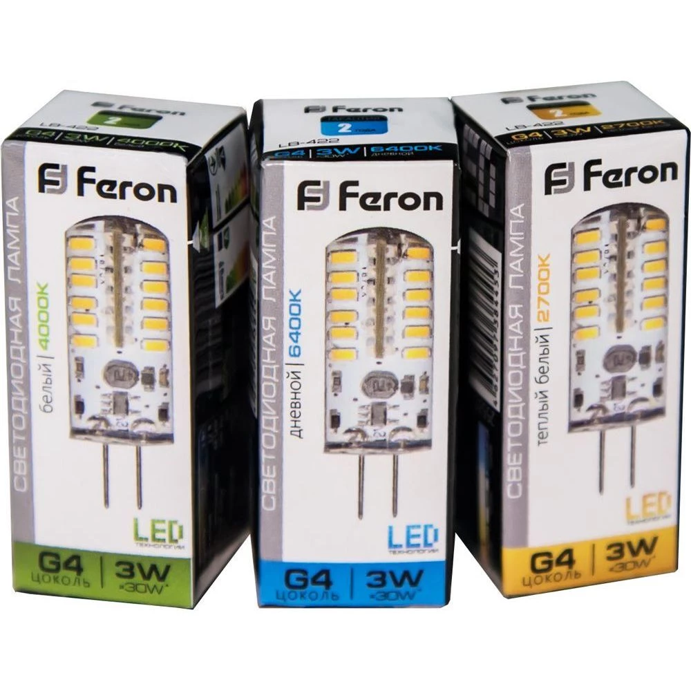 Лампа светодиодная Feron LB-422 G4 3W 12V  6400K (25533) - Viokon.com