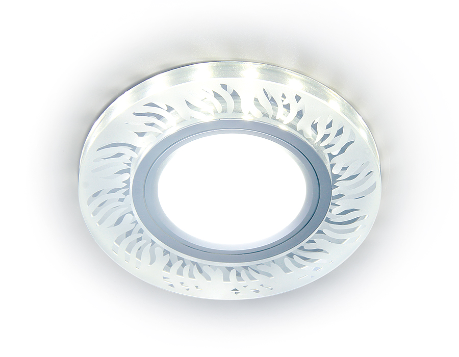 Встраиваемый точечный светильник MR16 с LED подсветкой S217 CL/FR прозрачный/матовый GU5.3+3W(LED WHITE) D90*25 - Viokon.com