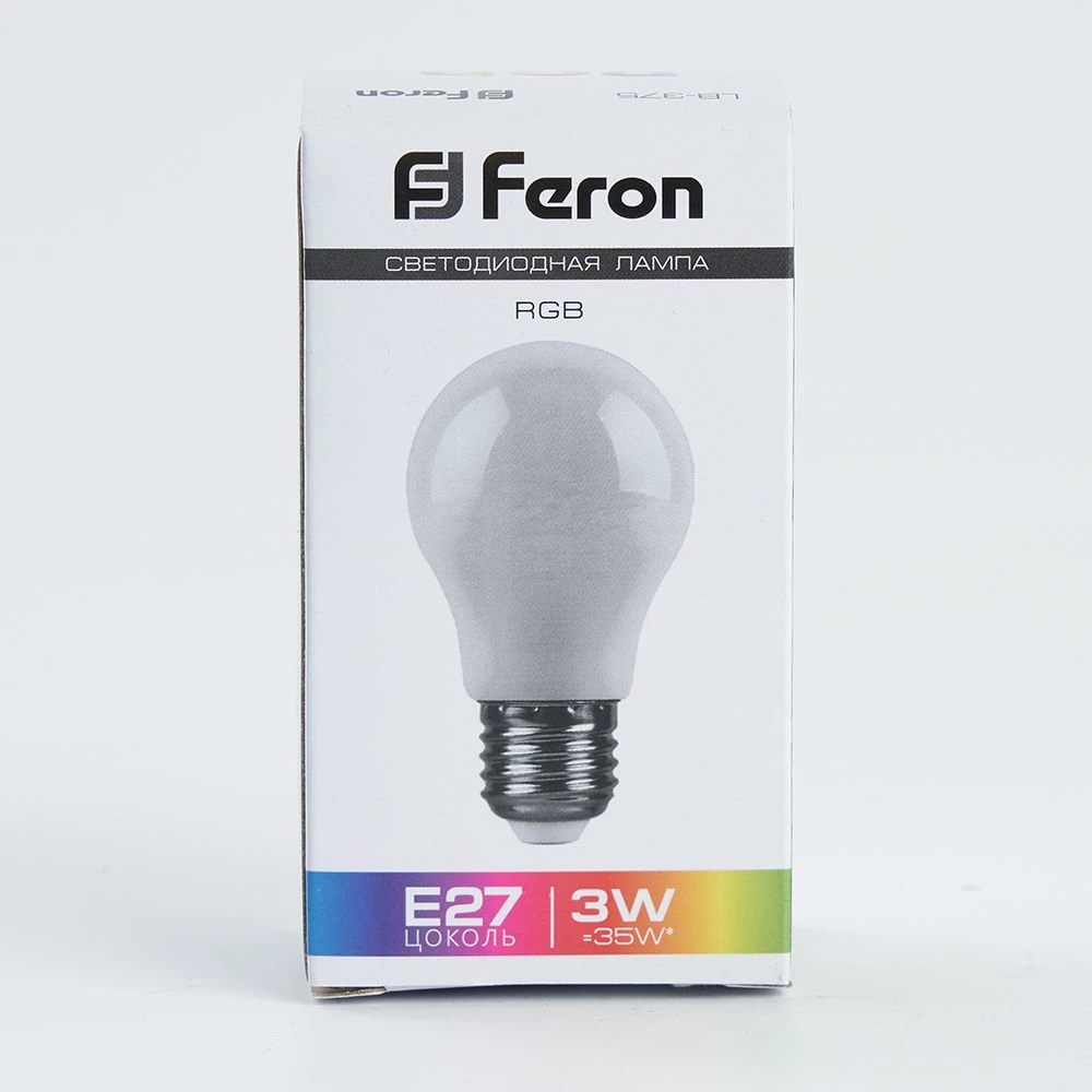 Лампа светодиодная Feron LB-375 E27 3W матовая 230V RGB плавная сменая цвета (38118) - Viokon.com