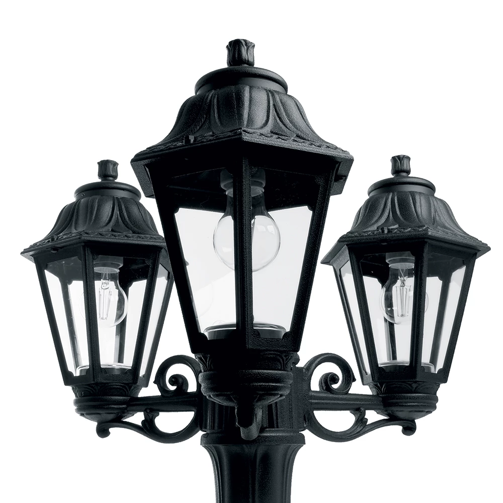 Светильник садово-парковый, Fumagalli E22.156.S30.AXF1L, 3*6W 230V E27 черный (11631) - Viokon.com