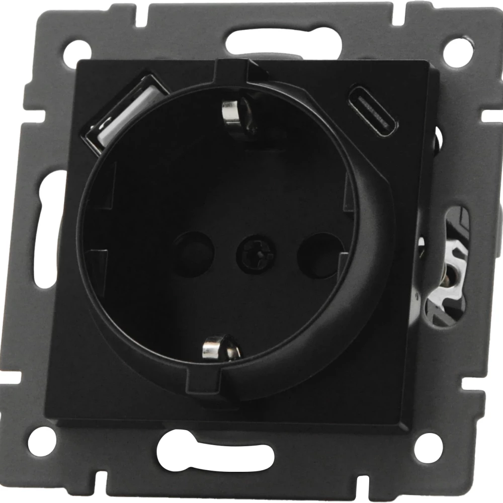 Механизм розетки с USB зарядкой SCT-MUAC-PL-BK-V (250V, 16A) (Arlight, -) 049830 - Viokon.com