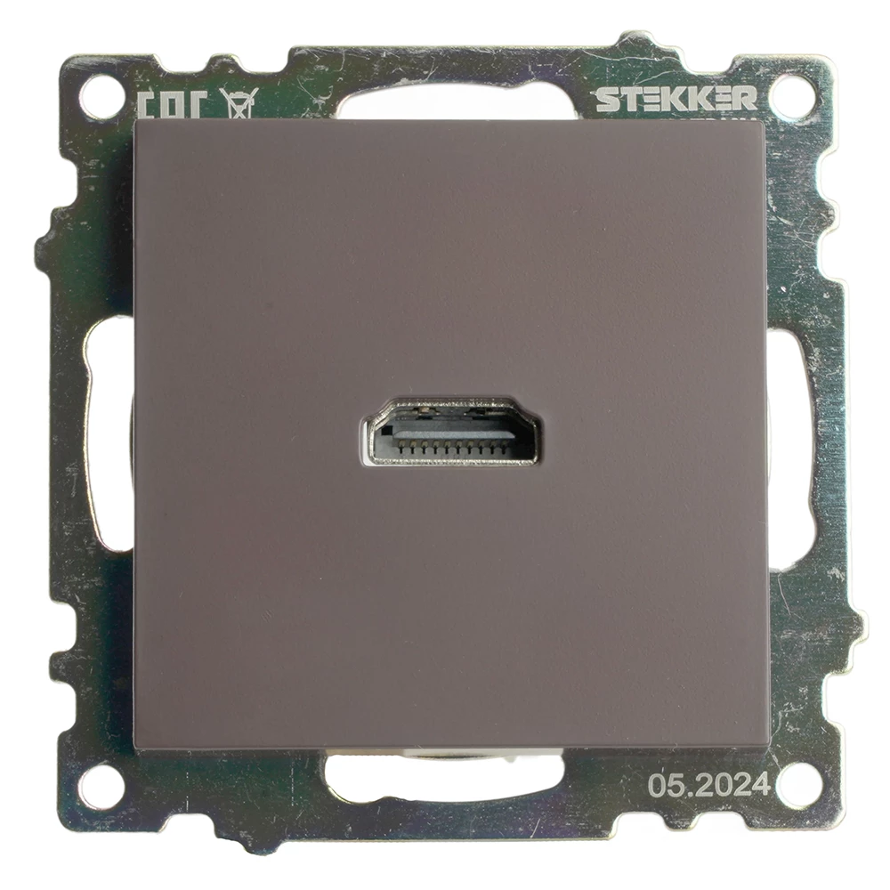 Розетка HDMI 2.1, Type A (механизм), STEKKER GLS00-7118-04, серия Катрин, шоколад (50064) - Viokon.com