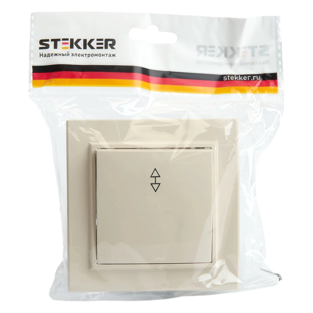 Переключатель 1-клавишный STEKKER  PSW10-9005-02, 250В, 10А, серия Эрна, слоновая кость (39618) - Viokon.com