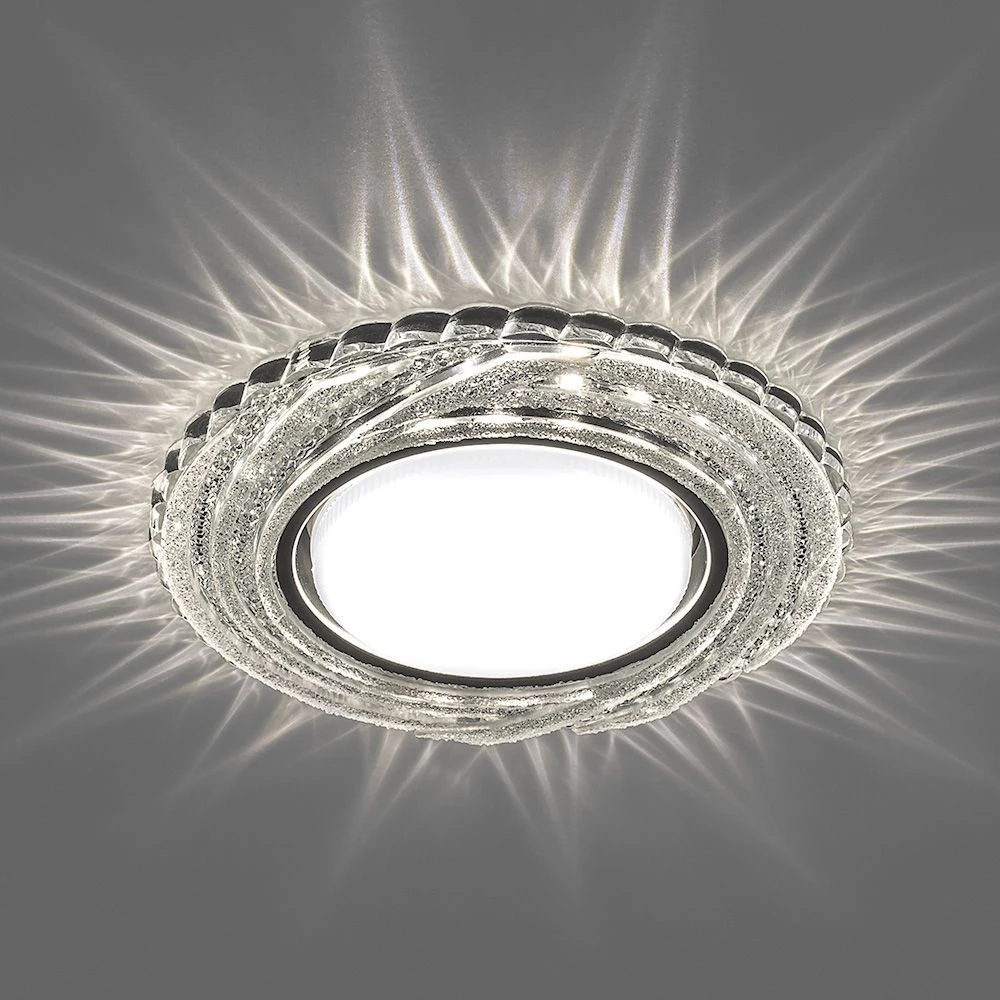 Светильник встраиваемый с белой LED подсветкой Feron CD4037 потолочный GX53 без лампы, прозрачный, хром (40504) - Viokon.com