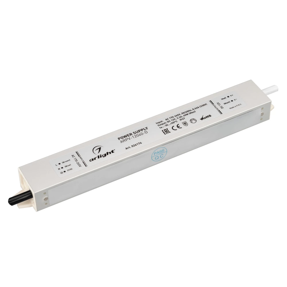 Блок питания ARPV-12040-D (12V, 3.3A, 40W) (Arlight, IP67 Металл, 3 года) 026176 - Viokon.com