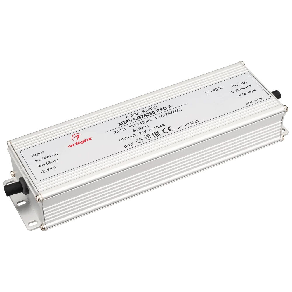 Блок питания ARPV-LG24250-PFC-A (24V, 10.4A, 250W) (Arlight, IP67 Металл, 5 лет) 030020 - Viokon.com