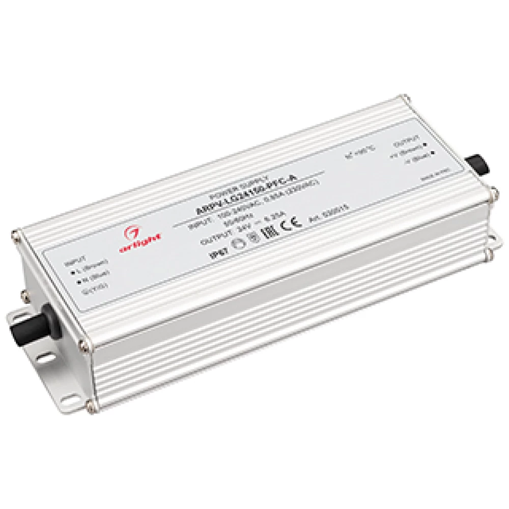 Блок питания ARPV-LG24150-PFC-A (24V, 6.25A, 150W) (Arlight, IP67 Металл, 5 лет) 030015 - Viokon.com